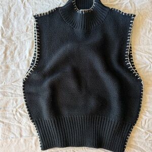 Elizabeth & James The Label Knit Sweater Vest NWT Size S Black Mock Neck